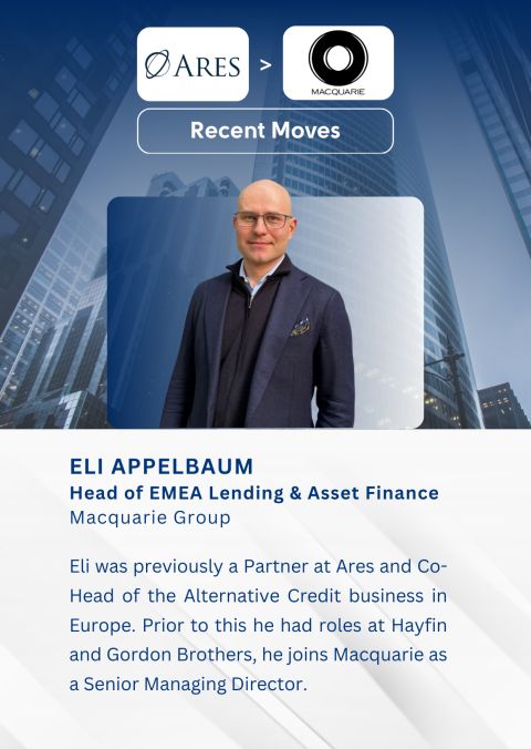 Eli Appelbaum, Head of EMEA Lending and Asset Finance, Ares to Macquarie