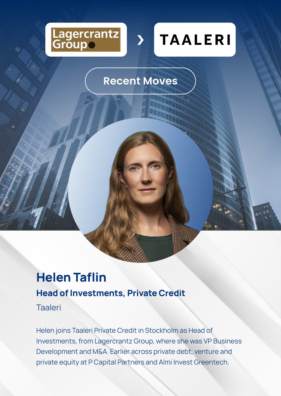 Helen Taflin, Head of Investments, Private Credit, Lagercrantz to Taaleri