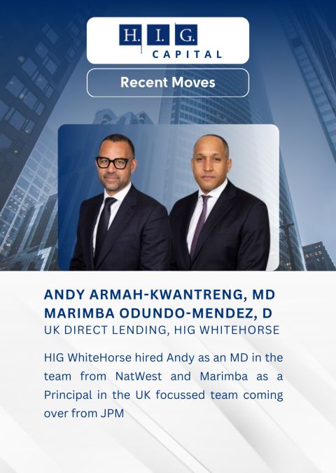 Andy Armah-Kwantreng and Marimba Odundo-Mendez, MD and Director, UK Direct Lending, NatWest and J.P. Morgan to HIG WhiteHorse