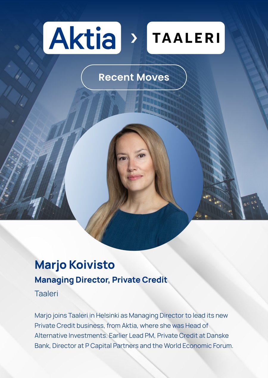 Marjo Koivisto, Managing Director, Private Credit, Aktia to Taaleri