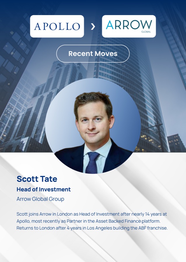 Scott Tate, Head of Investment, Apollo to Arrow Global Group