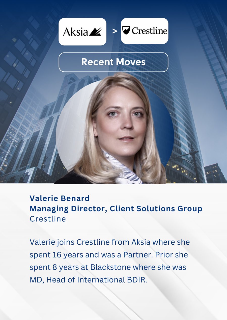 Valerie Benard, Managing Director, Client Solutions Group, Aksia to Crestline